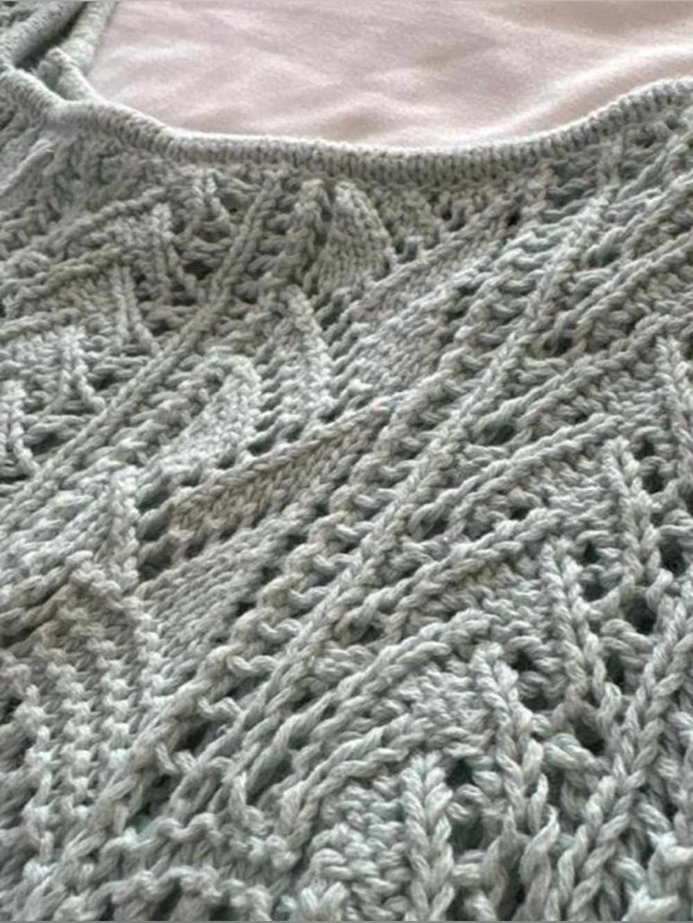 Aeropostale Mint Blue Cropped Crochet Tank Top 100% Cotton Size XS Cottagecore - Picture 3 of 4
